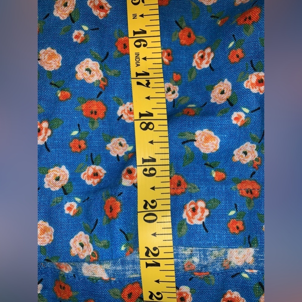 Loft bright blue with small ditzy poppy flowers linen blend mini skirt size XL - Picture 3 of 7